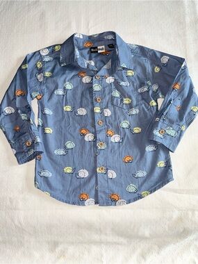 Mick Mack Boys' Blue Hedgehog Print Button-Up Shirt size 24m